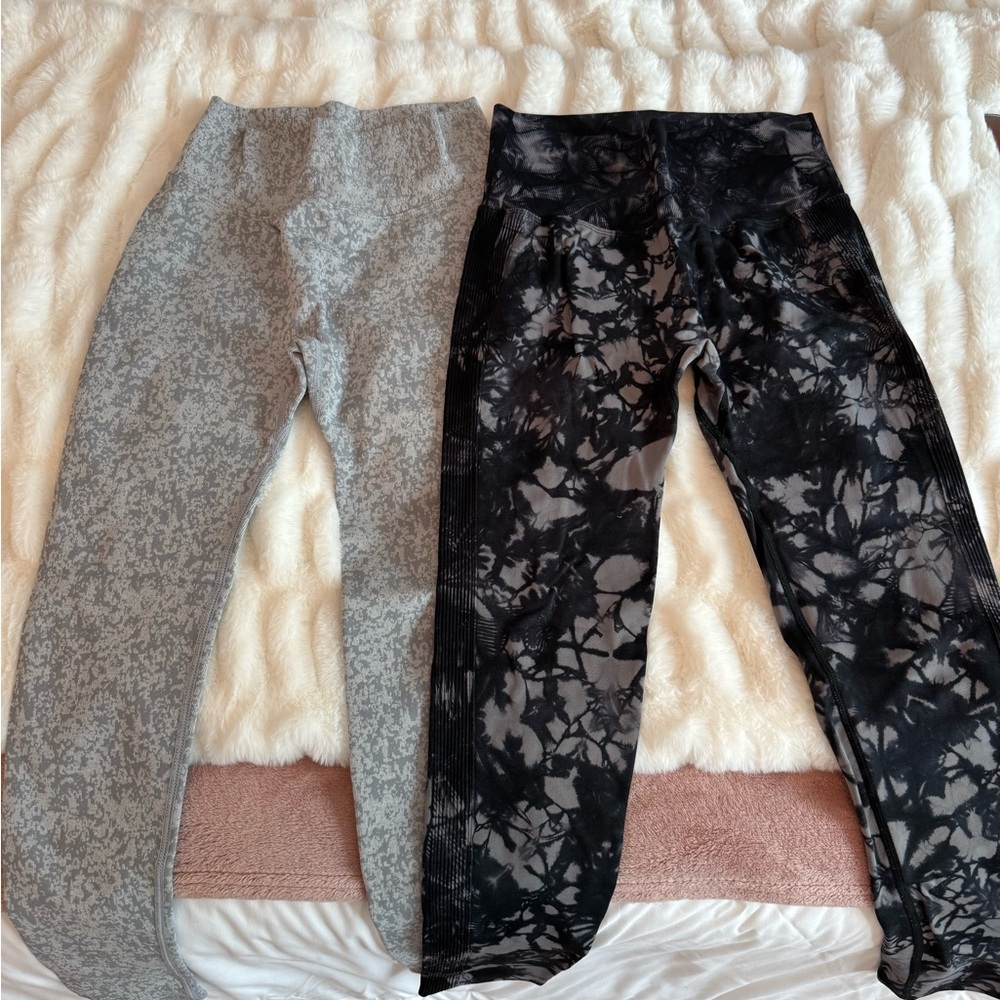 Gray and Black Leggings with Classic Fit